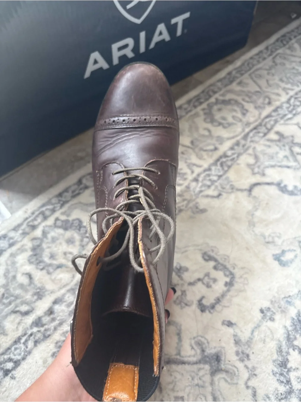 Women’s Brown Leather Lace-Up Boots - Classic Brogue Cap Toe